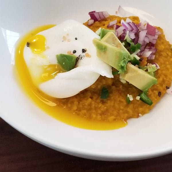 SAVORY STEEL CUT OATS  WITH POACHED EGG