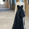 LILA'S STYLE GOWN BLACK SHIMMER WITH SIDE BOW & SIDE SLIT