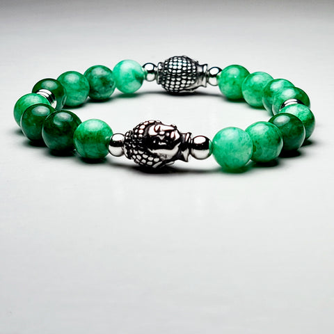 LEONARD BUDDAH HEAD AND GREEN JADE BRACELET